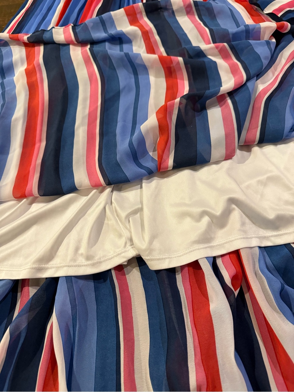 Lane Bryant Pleated Stripe Maxi Dress 14/16 Cold Shoulder Blue Red White - Picture 11 of 12
